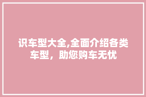 识车型大全,全面介绍各类车型，助您购车无忧