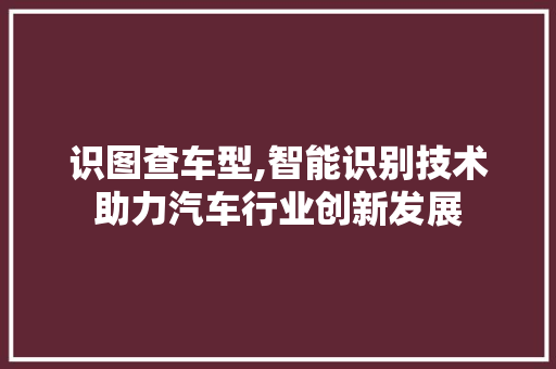 识图查车型,智能识别技术助力汽车行业创新发展