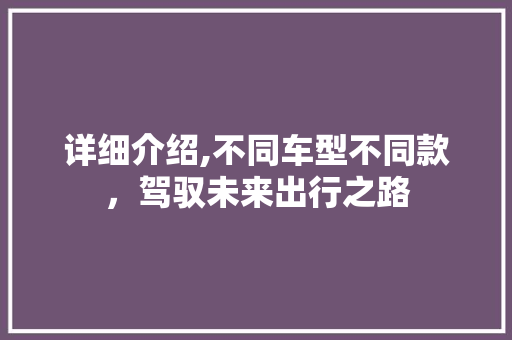 详细介绍,不同车型不同款，驾驭未来出行之路