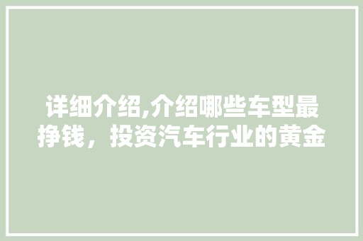 详细介绍,介绍哪些车型最挣钱，投资汽车行业的黄金选择！