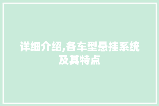 详细介绍,各车型悬挂系统及其特点