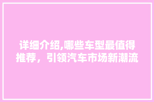 详细介绍,哪些车型最值得推荐，引领汽车市场新潮流