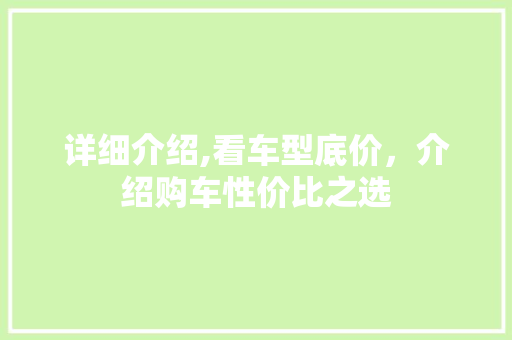 详细介绍,看车型底价，介绍购车性价比之选