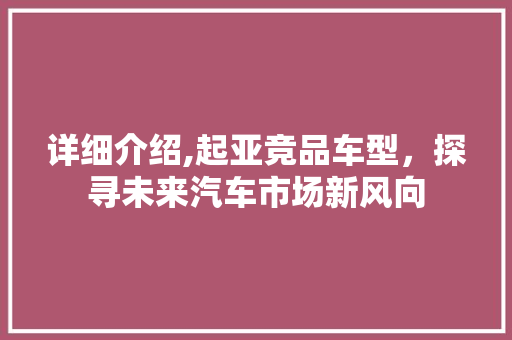 详细介绍,起亚竞品车型，探寻未来汽车市场新风向 发动机配件