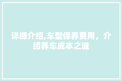 详细介绍,车型保养费用，介绍养车成本之谜