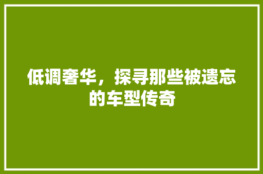 低调奢华，探寻那些被遗忘的车型传奇