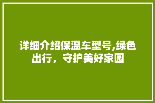 详细介绍保温车型号,绿色出行，守护美好家园