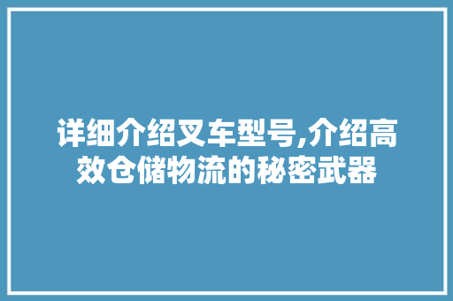 详细介绍叉车型号,介绍高效仓储物流的秘密武器