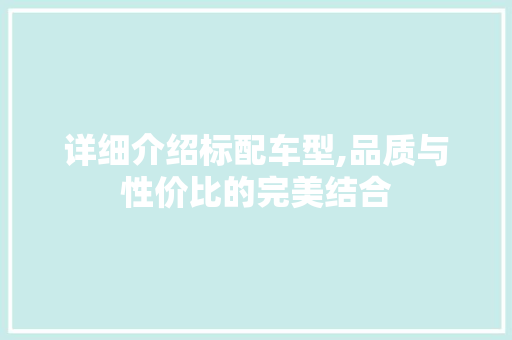 详细介绍标配车型,品质与性价比的完美结合