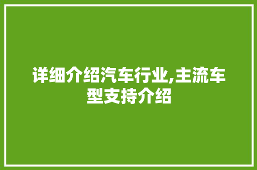 详细介绍汽车行业,主流车型支持介绍