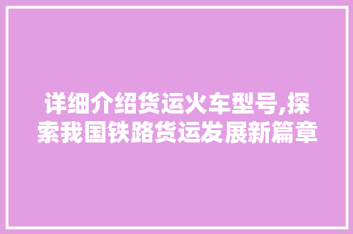 详细介绍货运火车型号,探索我国铁路货运发展新篇章