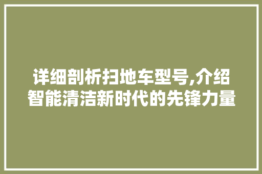 详细剖析扫地车型号,介绍智能清洁新时代的先锋力量