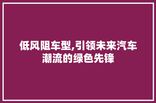 低风阻车型,引领未来汽车潮流的绿色先锋
