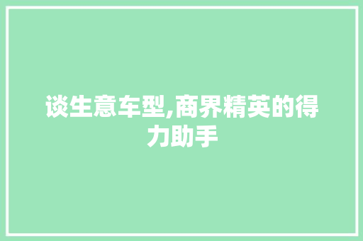 谈生意车型,商界精英的得力助手