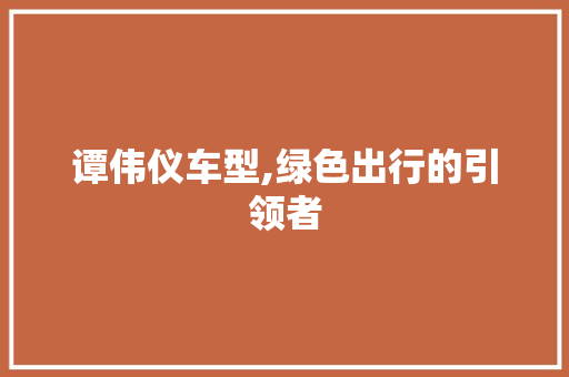 谭伟仪车型,绿色出行的引领者 变速箱配件