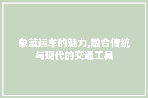 象蓝运车的魅力,融合传统与现代的交通工具