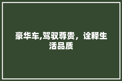 豪华车,驾驭尊贵，诠释生活品质