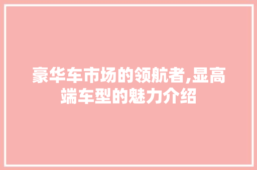 豪华车市场的领航者,显高端车型的魅力介绍