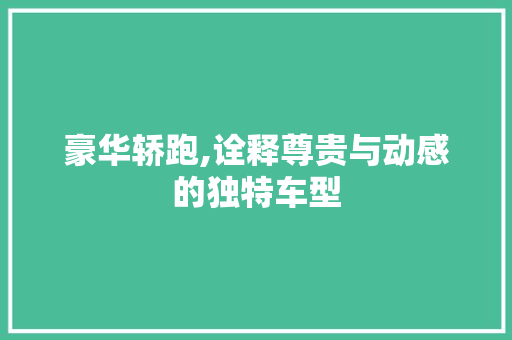 豪华轿跑,诠释尊贵与动感的独特车型 变速箱配件