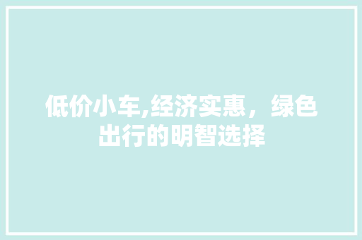 低价小车,经济实惠，绿色出行的明智选择