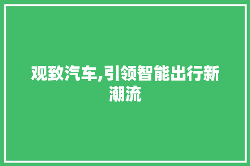 观致汽车,引领智能出行新潮流