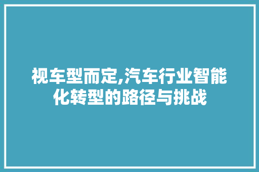 视车型而定,汽车行业智能化转型的路径与挑战