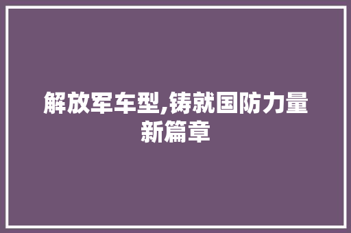 解放军车型,铸就国防力量新篇章