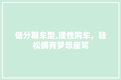 低分期车型,理性购车，轻松拥有梦想座驾