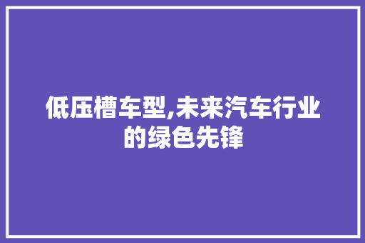 低压槽车型,未来汽车行业的绿色先锋
