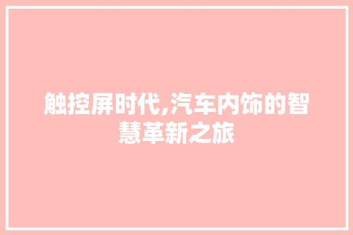 触控屏时代,汽车内饰的智慧革新之旅