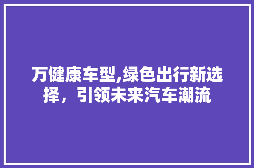 万健康车型,绿色出行新选择，引领未来汽车潮流