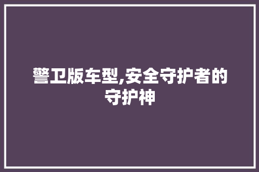 警卫版车型,安全守护者的守护神