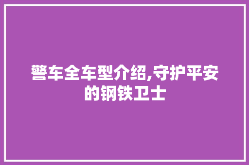 警车全车型介绍,守护平安的钢铁卫士