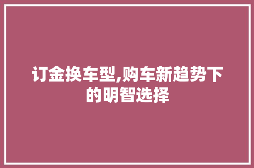 订金换车型,购车新趋势下的明智选择