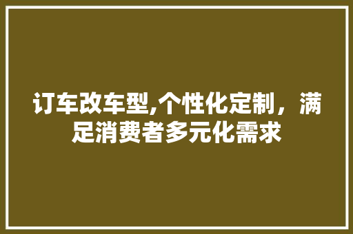 订车改车型,个性化定制，满足消费者多元化需求