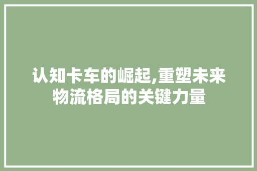 认知卡车的崛起,重塑未来物流格局的关键力量