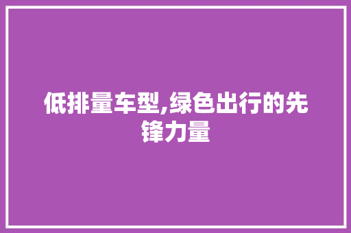 低排量车型,绿色出行的先锋力量