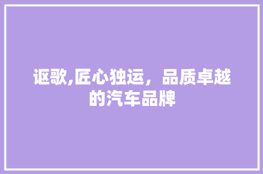 讴歌,匠心独运，品质卓越的汽车品牌