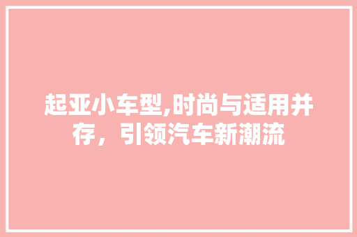 起亚小车型,时尚与适用并存，引领汽车新潮流