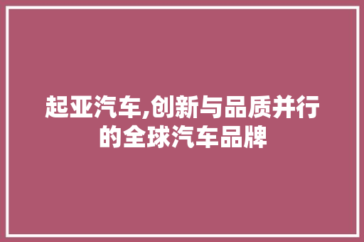 起亚汽车,创新与品质并行的全球汽车品牌