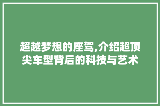 超越梦想的座驾,介绍超顶尖车型背后的科技与艺术