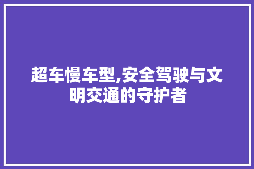 超车慢车型,安全驾驶与文明交通的守护者