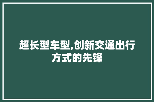 超长型车型,创新交通出行方式的先锋 车身配件