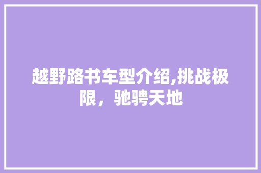 越野路书车型介绍,挑战极限，驰骋天地