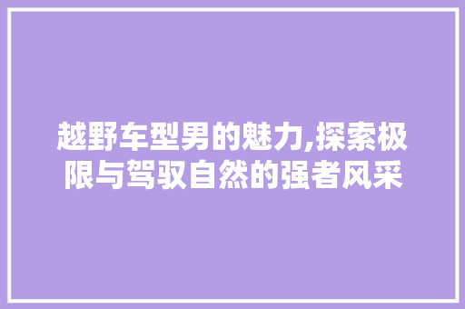 越野车型男的魅力,探索极限与驾驭自然的强者风采