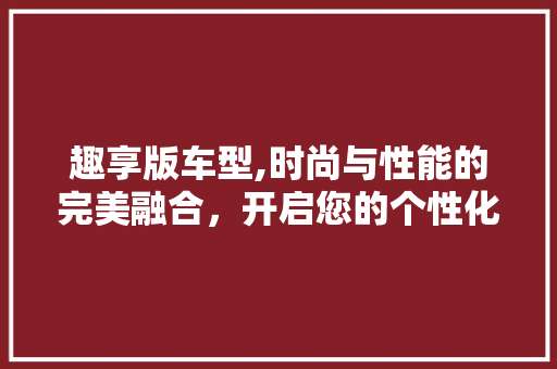 趣享版车型,时尚与性能的完美融合，开启您的个性化出行之旅