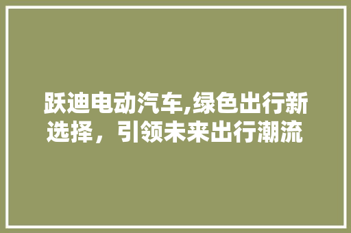 跃迪电动汽车,绿色出行新选择，引领未来出行潮流