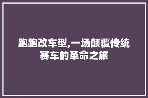 跑跑改车型,一场颠覆传统赛车的革命之旅 底盘配件