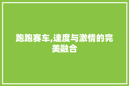 跑跑赛车,速度与激情的完美融合