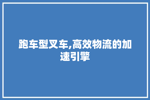 跑车型叉车,高效物流的加速引擎